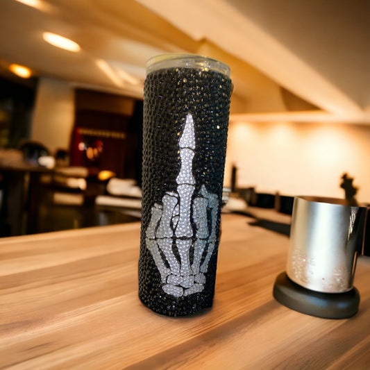 Blinged out skeleton middle finger